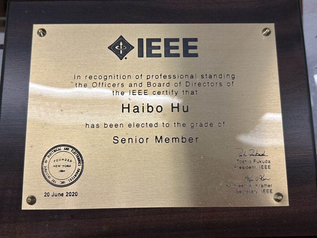 IEEE Senior Membership – Prof. Haibo Hu